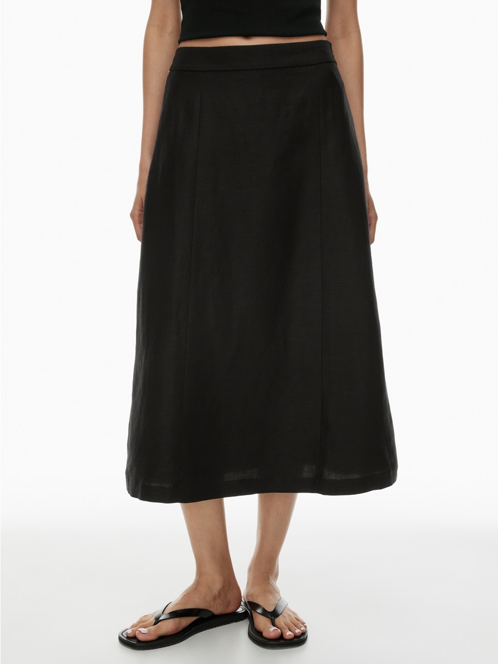 Aritzia Babaton Black Merit Linen Midi A-Line Skirt
